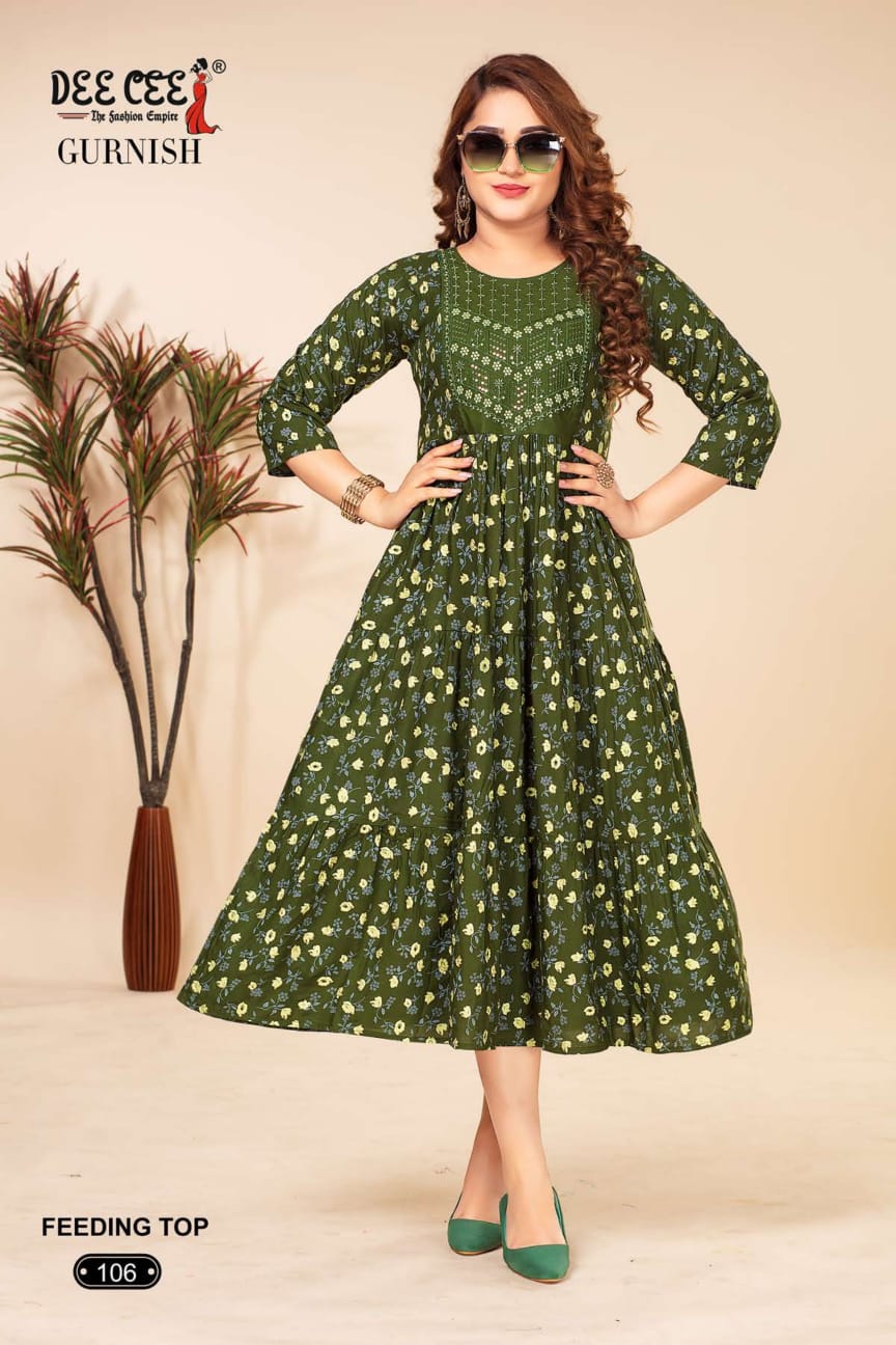 Gurnish By Dee Cee Rayon Printed Anarkali Kurtis Wholesale Suppliers In Mumbai